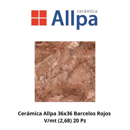 CERAMICA ALLPA 36X36 BARCELOS ROJOS V/MT (2,68) 20