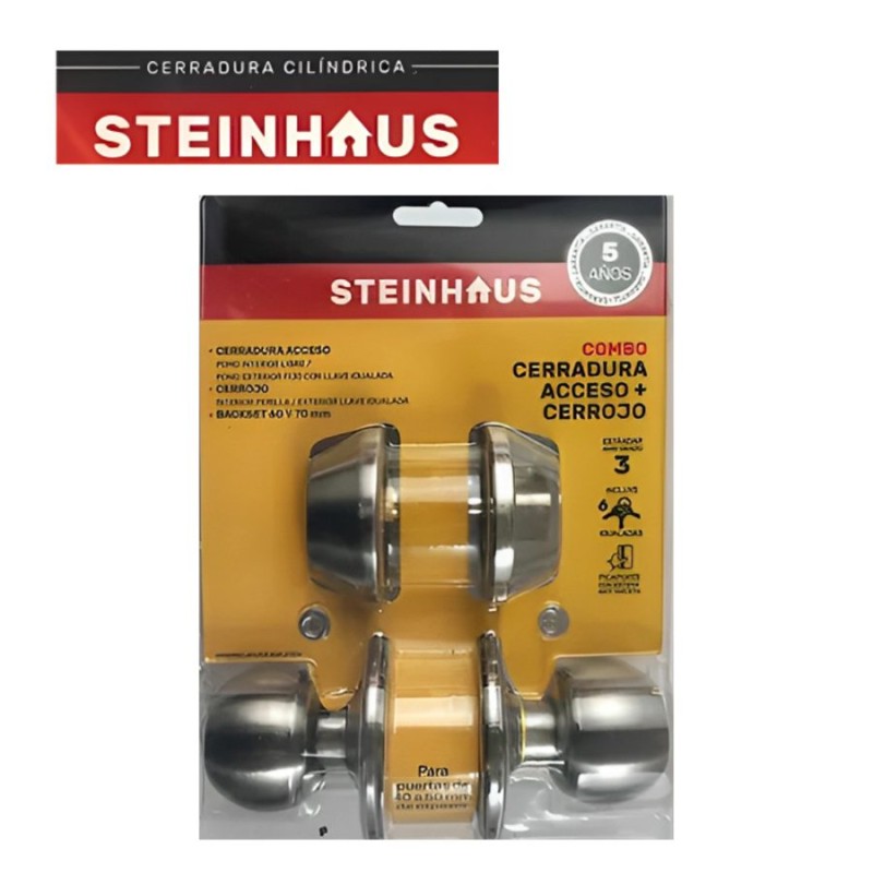 CERRADURA STEINHAUS COMBO ACCESO+CERROJO 6 LLAVES