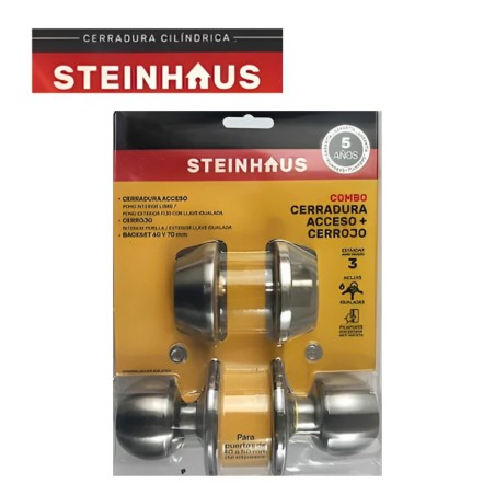 CERRADURA STEINHAUS COMBO ACCESO+CERROJO 6 LLAVES