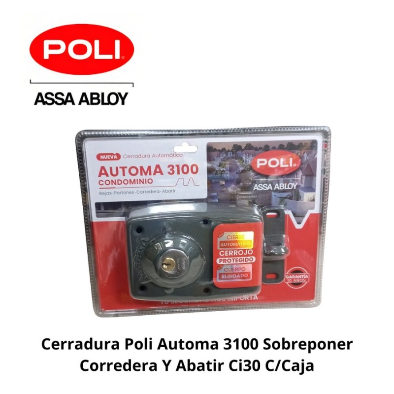 CERRADURA POLI AUTOMA 3100 SOBREPONER CORREDERA Y