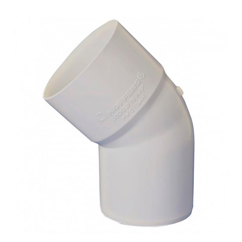 Codo Bajada Agua Lluvia Blanco 75 Mm X 45 Mh