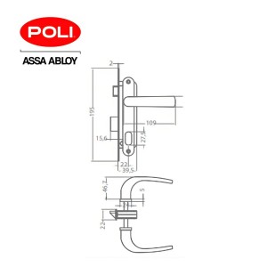 CERRADURA POLI EMBUTIDA PUERTA ALUMINIO COD 104741