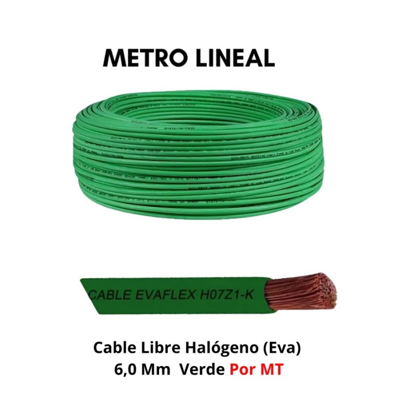 CABLE LIBRE HALÓGENO (EVA) 6,0 MM VERDE