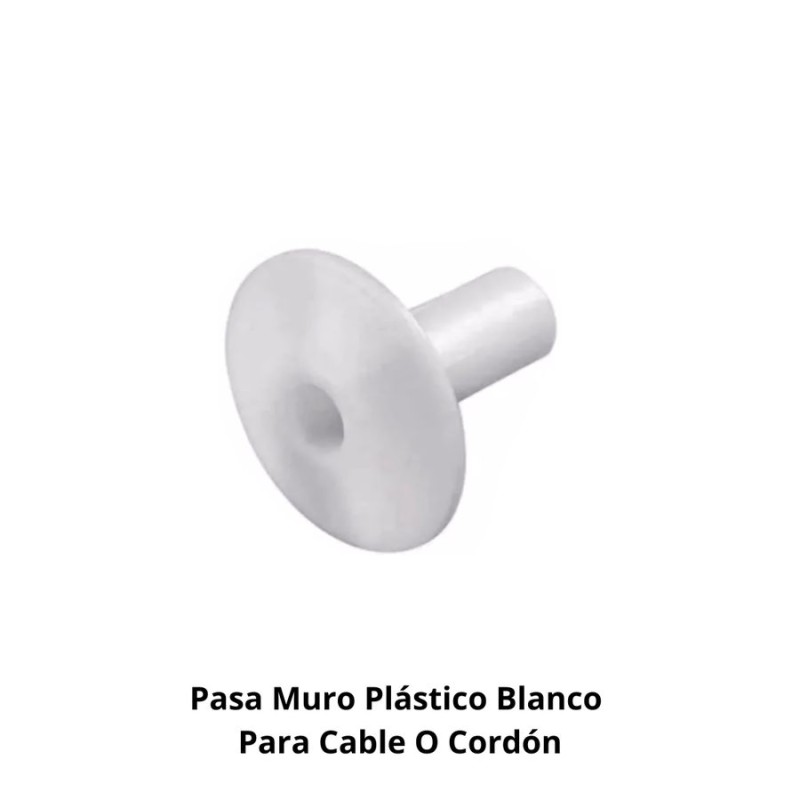 PASA MURO PLASTICO BLANCO PARA CABLE O CORDON