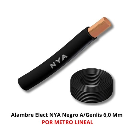 ALAMBRE ELECT NYA NEGRO A/GENLIS X MT 6,0 MM