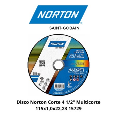 DISCO NORTON CORTE 4 1/2" MULTICORTE 115X1,0X22,23