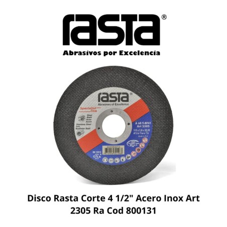 DISCO RASTA CORTE 4 1/2" ACERO INOX ART 2305 RA CO