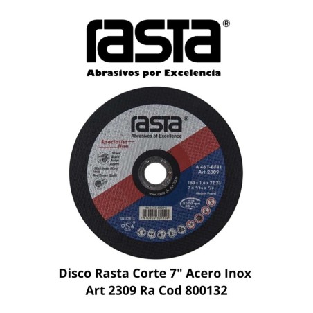 DISCO RASTA CORTE 7" ACERO INOX ART 2309 RA COD 80