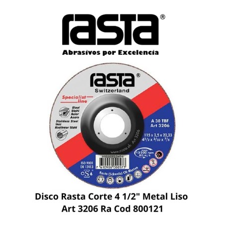 DISCO RASTA CORTE 4 1/2" METAL LISO ART 3206 RA CO