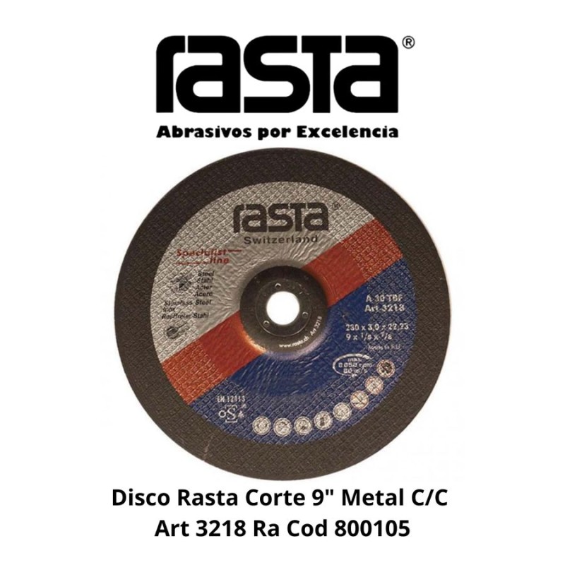 DISCO RASTA CORTE 9" METAL C/C ART 3218 RA COD 800