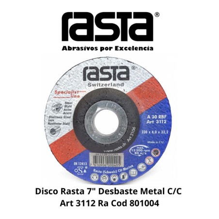 DISCO RASTA 7" DESBASTE METAL C/C ART 3112 RA COD