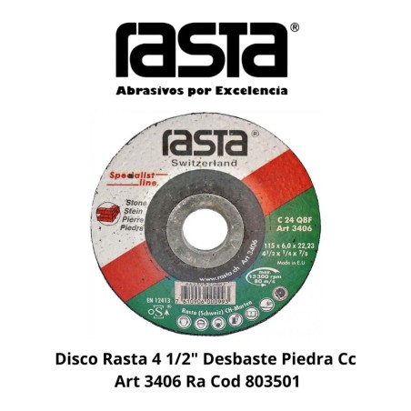 DISCO RASTA 4 1/2" DESBASTE PIEDRA CC ART 3406 RA