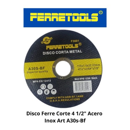 DISCO FERRE CORTE 4 1/2" ACERO INOX ART A30S-BF