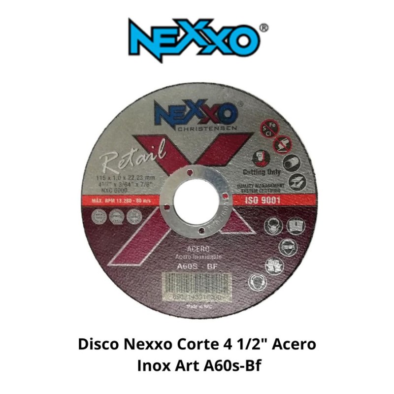 DISCO NEXXO CORTE 4 1/2" ACERO INOX ART A60S-BF