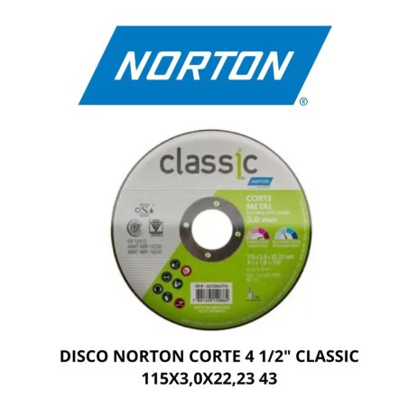 DISCO NORTON CORTE 4 1/2" CLASSIC 115X3,0X22,23 43