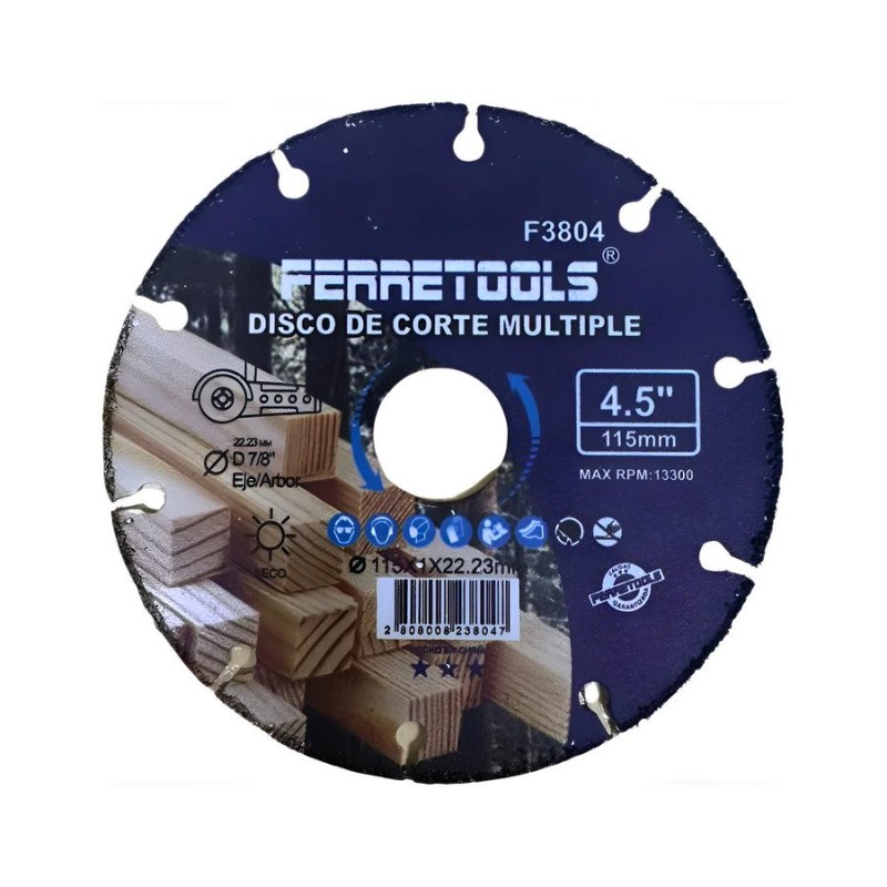 DISCO FERRETOOLS CORTE MADERA 4,5" X 7/8" F3804