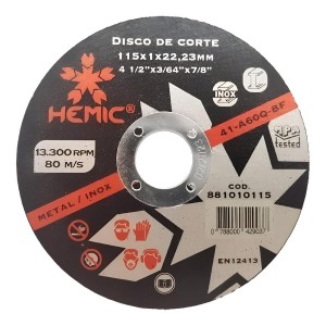 DISCO HEMIC CORTE METAL LISO 4 1/2" 115X1X22.23