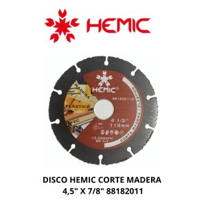 DISCO HEMIC CORTE MADERA 4,5" X 7/8" 881820115