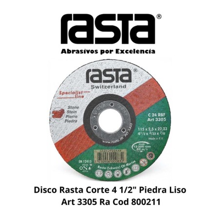 DISCO RASTA CORTE 4 1/2" PIEDRA LISO ART 3305 RA C