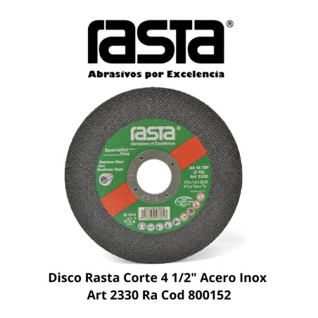 DISCO RASTA CORTE 4 1/2" ACERO INOX ART 2330 RA CO