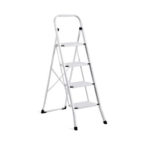 ESCALERA PLEGABLE 4 PELDAÑOS FIERRO BLANCA 141X41