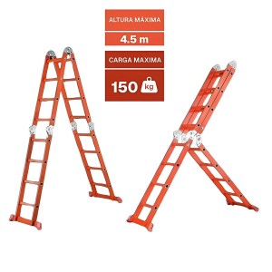 ESCALERA ALUMINIO MULTIP NARANJA ARTICULADA 16 PEL