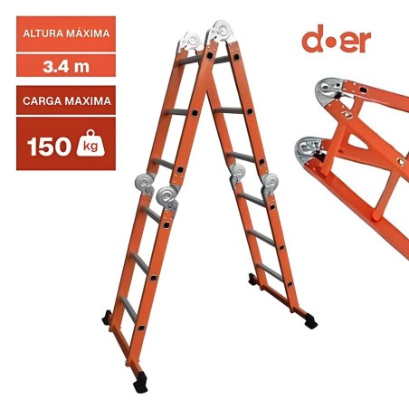 ESCALERA ALUMINIO MULTIP NARANJA ARTICULADA 12 PEL