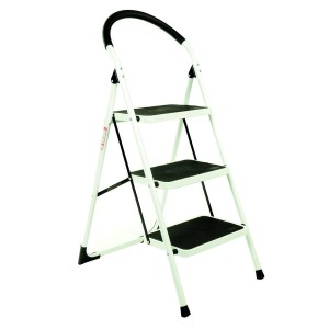 ESCALERA PLEGABLE 3 PELDAÑOS FIERRO BLANCO 125X6X4
