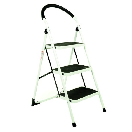 ESCALERA PLEGABLE 3 PELDAÑOS FIERRO BLANCO 125X6X4