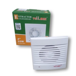 EXTRACTOR DE AIRE MURO 4" VELL.MAX V-FS-S0125WH-