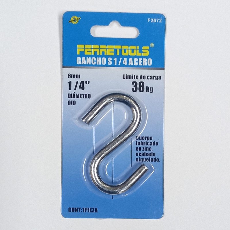 GANCHO S FERRETOOLS 6,0 MM 1/4" CARGA 38 KG
