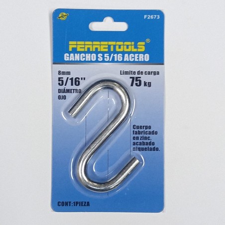 GANCHO S FERRETOOLS 8,0 MM 5/16 CARGA 75 KG