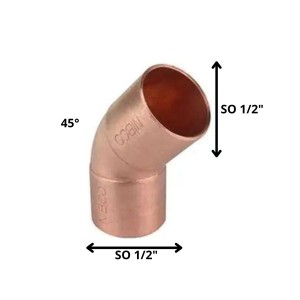 CODO COBRE SO SO 1/2"X 45
