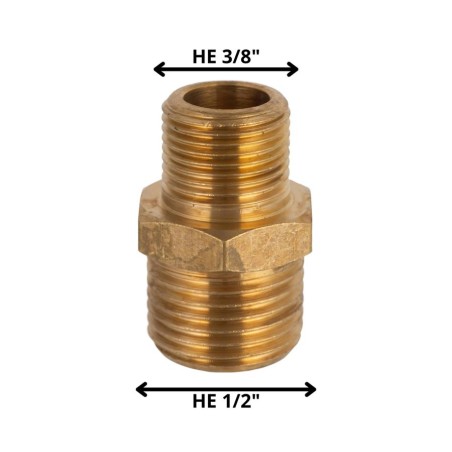 NIPLE BRONCE 1/2" HE X 3/8" HE