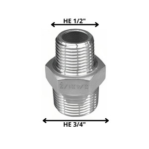 NIPLE BRONCE 1/2" HE X 3/4" HE CROMADO N1234C