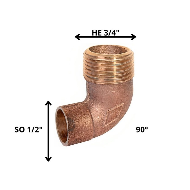 CODO BRONCE SO HE 1/2 X 3/4"