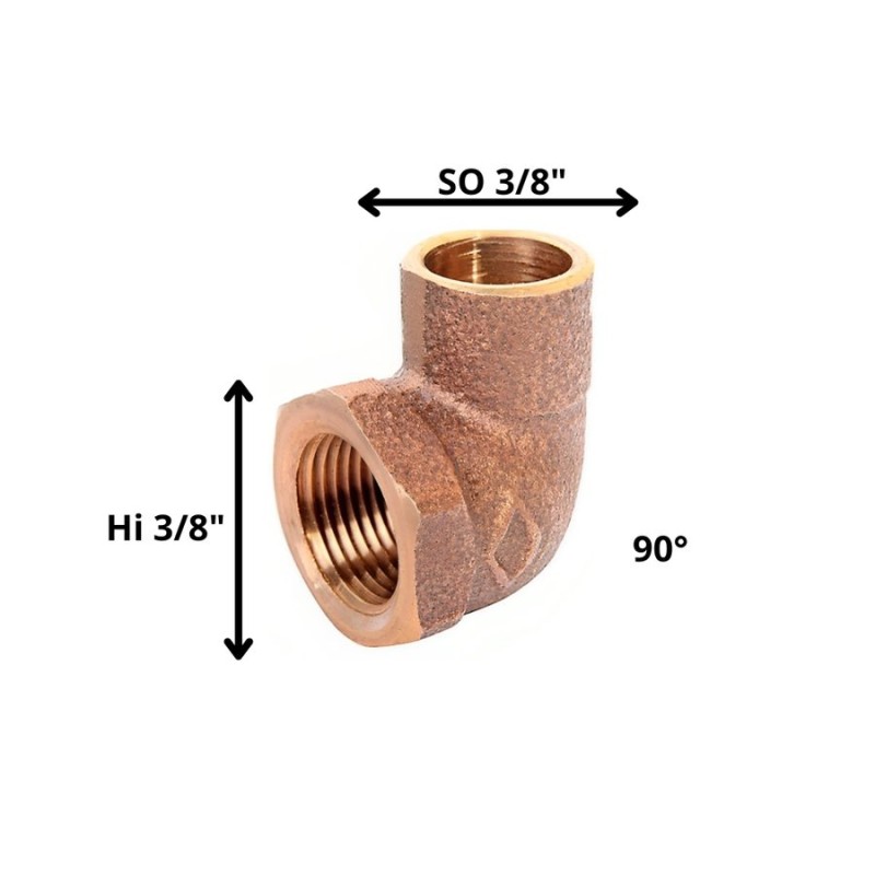 CODO BRONCE SO HI 3/8"
