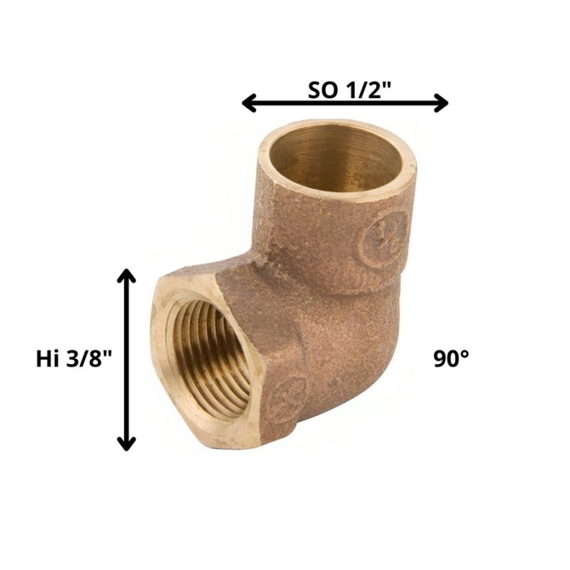 CODO BRONCE SO HI 1/2 X 3/8"