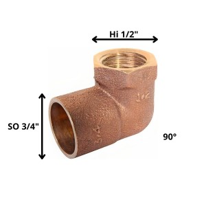 CODO BRONCE SO HI 3/4 X 1/2"