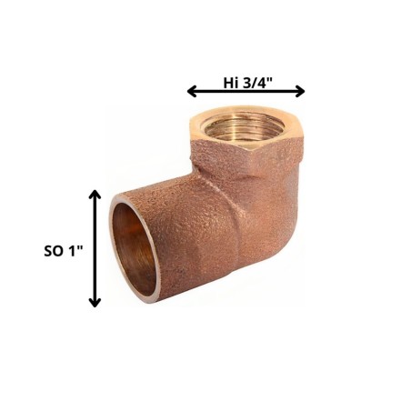 CODO BRONCE SO HI 1" X 3/4