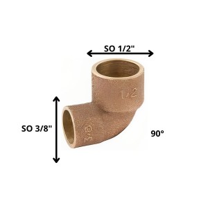 CODO BRONCE SO SO 1/2 X 3/8"