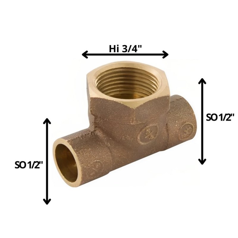 TEE BRONCE SO SO HI 1/2 X 1/2 X3/4"
