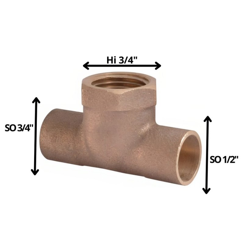 TEE BRONCE SO SO HI 3/4 X 1/2 X3/4"