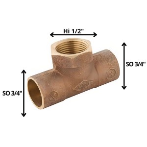 TEE BRONCE SO SO HI 3/4 X 3/4 X1/2"