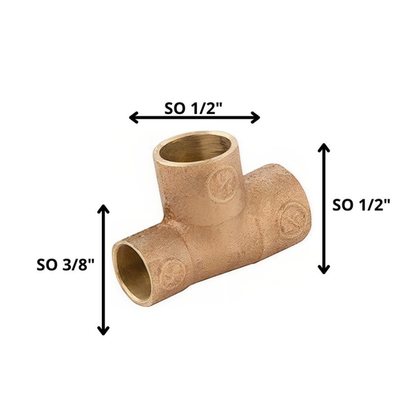 TEE BRONCE SO SO SO 1/2 X 3/8 X 1/2"