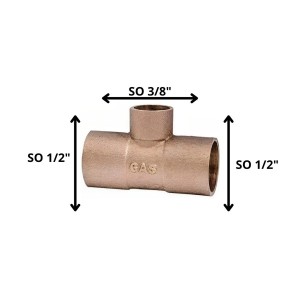 TEE BRONCE SO SO SO 1/2 X 1/2 X 3/8"