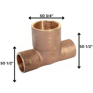 TEE BRONCE SO SO SO 1/2 X 1/2 X 3/4"