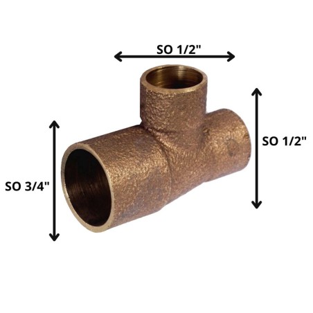 TEE BRONCE SO SO SO 3/4 X 1/2 X 1/2"