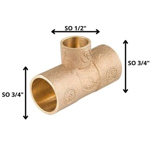 TEE BRONCE SO SO SO 3/4 X 3/4 X 1/2"