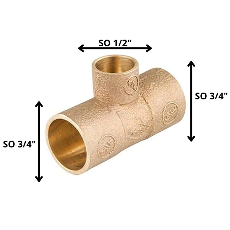 TEE BRONCE SO SO SO 3/4 X 3/4 X 1/2"